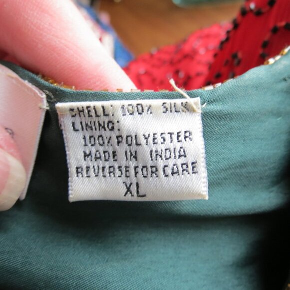 Laurence Kazar Green & Gold Vintage Beaded Silk Evening Cocktail Jacket Size XL - Picture 10 of 11